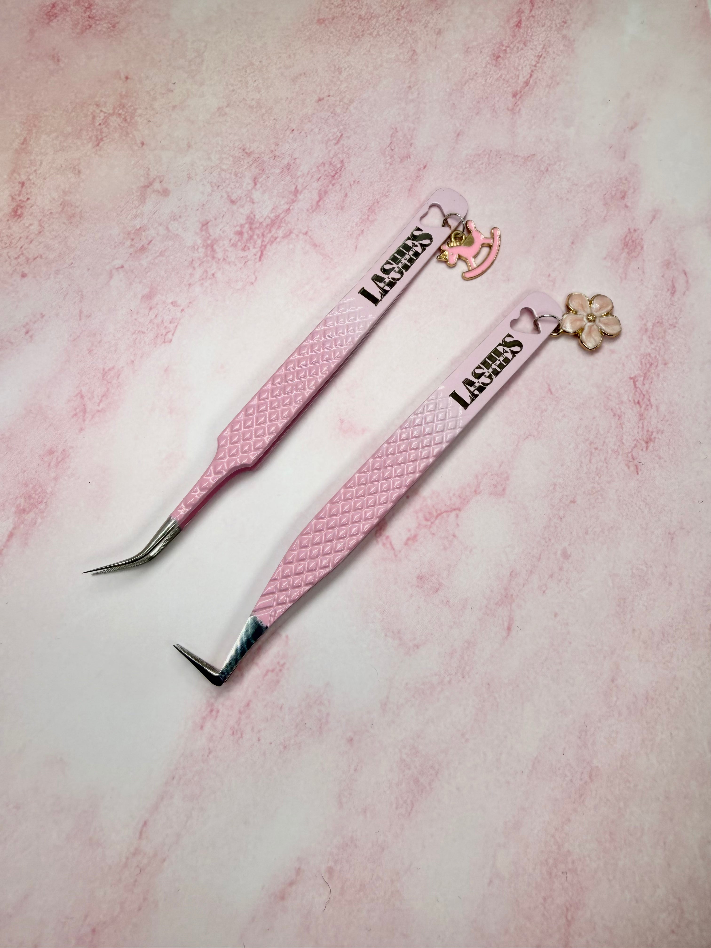 2 Fibre Lash Tweezers with Unique Charms